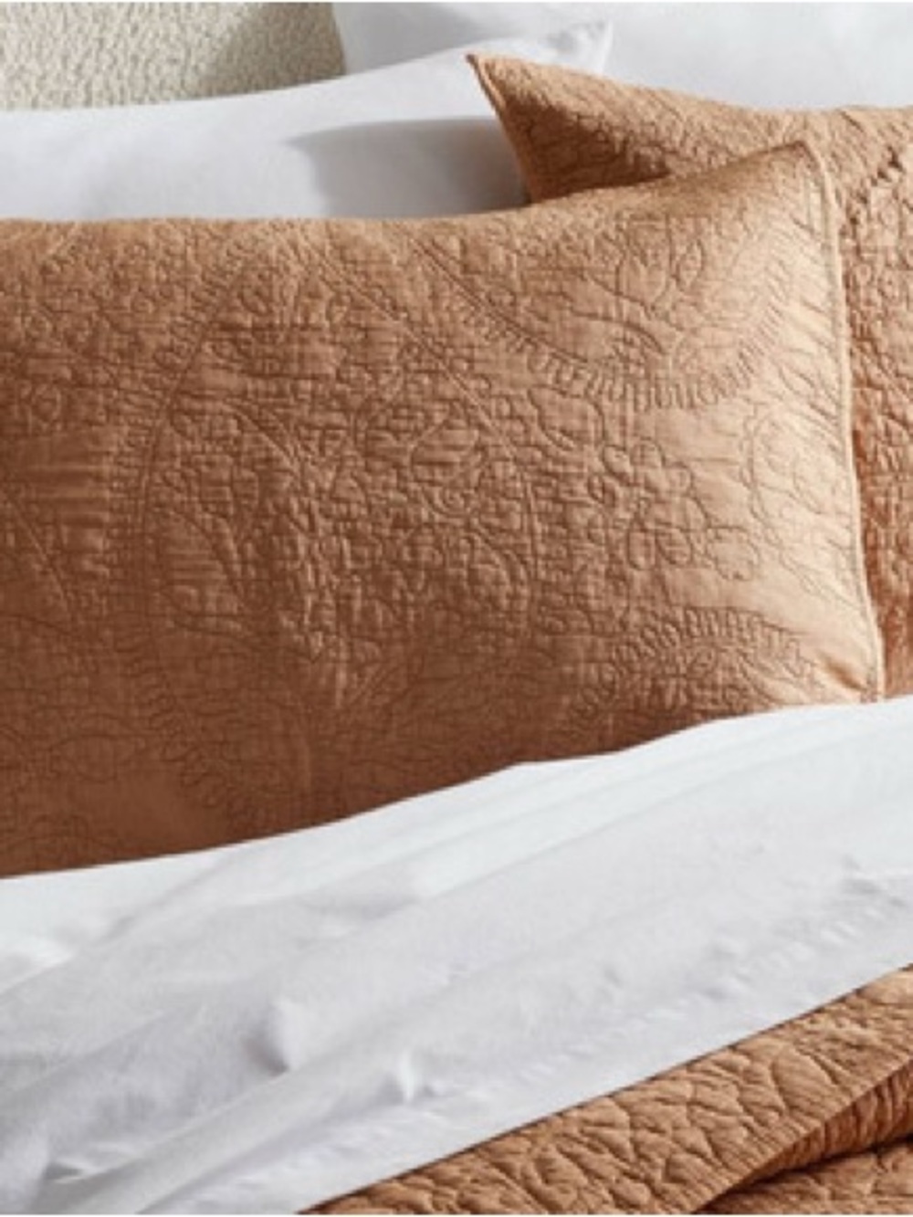 NEW Threshold Camel Garment Washed Paisley Stitch Quilt Sham, Standard